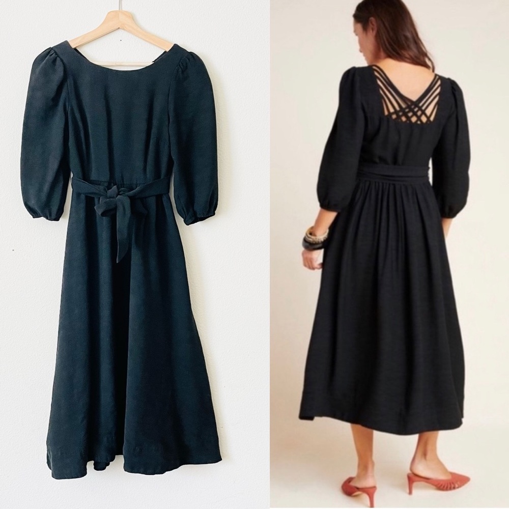 Anthropologie The Odells XS black midi dress